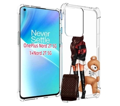 Чехол MyPads девушка-с-модным-чемоданом женский для OnePlus Nord 2T