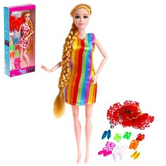 Кукла-модель шарнирная Тина в платье, с аксессуарами, МИКС, 7023872W No Brand