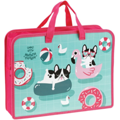 Папка Мульти-пульти А4 Happy Pugs пластик на молнии 75 мм