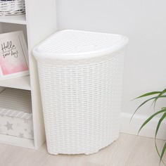 КОРЗИНА ДЛЯ БЕЛЬЯ ПРЯМОУГ. 60 Л "РОТАНГ" (БЕЛАЯ) С КРЫШКОЙ (1/8) "ВИОЛЕТ" Violet