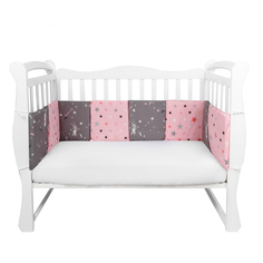 Бортик в кроватку AmaroBaby 12 предметов Princess серый/розовый