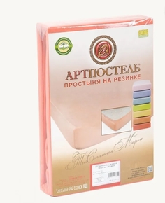 Простыня Трикотажная на Резинке 90х200х20 арт. 251 Персик Артпостель