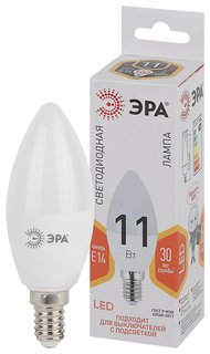 Лампа светодиодная Эра STD LED B35-11W-827-E14 свеча, тёплый, белый, 11 Вт ERA
