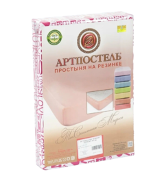 Простыня на резинке АРТПОСТЕЛЬ 140x200 см розовый, белый