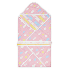 Одеяло-конверт Baby Fox Цветные облака, весеннее, розовое, 90х90 см