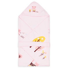 Одеяло-конверт Baby Fox Мишка с воздушными шариками, летнее, розовое, 90х90 см