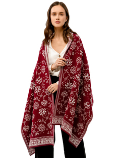 Палантин женский Scandica Flourish красный/белый, 200х62 см