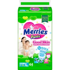 Подгузники-трусики Merries Good Skin L 9-14 кг, 44 шт