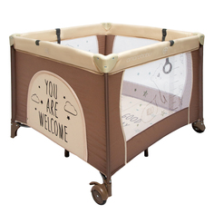 Манеж игровой Amarobaby WALKY (Good Day Bear) детский квадратный, бежевый, лаз на молнии