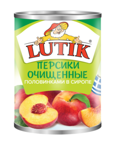 Персики Lutik половинки очищенные в сиропе, 850 мл Лютик