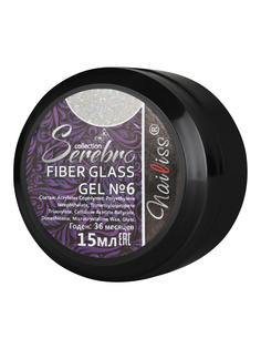 Гель для моделирования ногтей Serebro Fiber glass №06 липкий слой, с шиммером, 15 мл
