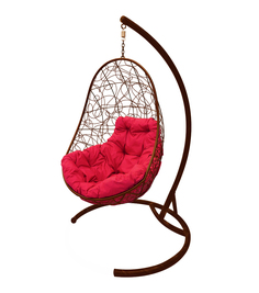 Подвесное кресло M-Group Овал коричневое 11140206 красная подушка