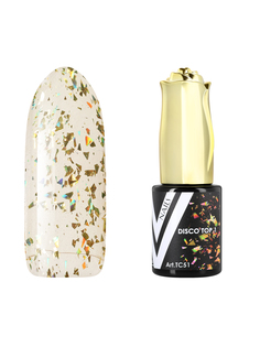 Топ Vogue Nails для гель-лака Disco прозрачный с золотой поталью без липкого слоя 10 мл