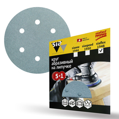 Круг шлифовальный на липучке Sia Abrasives "siaflex 1948" 6шт 150 мм, 6 отверстий, Р80