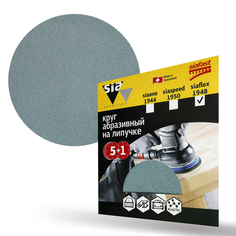 Круг шлифовальный на липучке Sia Abrasives "siaflex 1948" 6шт 125 мм, 0 отверстий, Р100