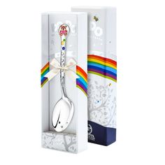 Ложка детская АргентА DODO "Медвежонок" с позолотой с малиновой эмалью