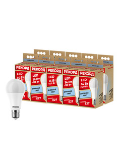 Набор светодиодных лампочек РЕКОРД LED A60 14W E27 4000K, 10 шт.