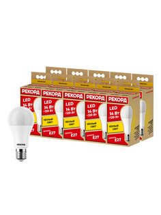 Набор светодиодных лампочек РЕКОРД LED A60 14W E27 3000K, 10 шт.