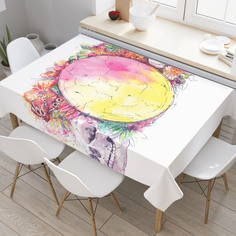 Скатерть прямоугольная JoyArty "Круг жизни и смерти" из сатена, 120x145 см