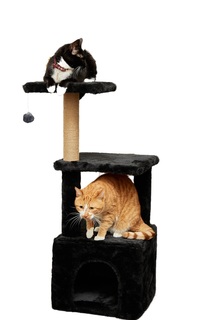 Домик для кошки с когтеточкой и лежанкой Pet БМФ Эц черный, 4 яруса