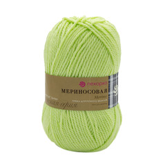 Пряжа Пехорка Мериносовая 100 г, 200 м (шерсть, акрил) (193-Светлый салат), 10 мотков