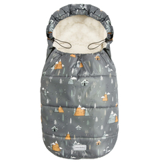 Конверт зимний меховой AMAROBABY Snowy Travel Горы, серый, 105 см