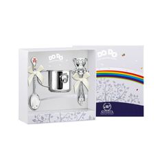 Набор Аргента DODO Мишка - малышка с позол с эм кружка, ложка Медвежонок малин, погремушка