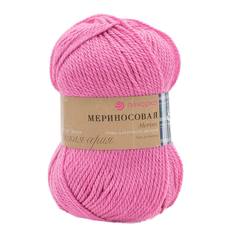 Пряжа Пехорка Мериносовая 100 г, 200 м (шерсть, акрил) (49-Фуксия), 10 мотков