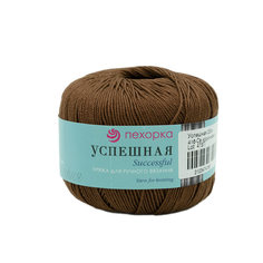 Пряжа Пехорка Успешная 50 г, 220 м (мерс. хлопок) (416 светло-коричневый), 10 мотков