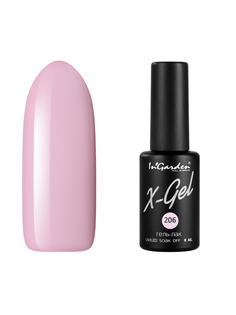 Гель лак для ногтей In’Garden X-Gel N° 206 пастельно-розовый плотный 8 мл Ingarden