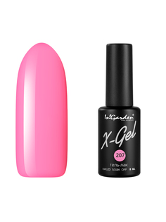 Гель лак для ногтей In’Garden X-Gel N° 207 яркий розовый плотный 8 мл Ingarden