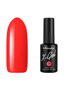 Гель лак для ногтей In’Garden X-Gel N° 208 классический красный плотный 8 мл Ingarden