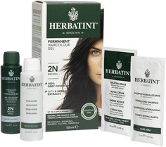 Натуральная стойкая гель краска для волос без аммиака Herbatint тон 2N Коричневый