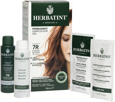Натуральная стойкая гель краска для волос без аммиака Herbatint тон 7R Медный Блондин