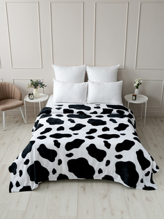 Плед 1,5 спальный PAVLine с принтом коровы, черный, р. 150*200 Pavlina
