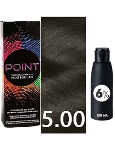 Крем-краска для волос POINT тон 5.00 100мл + 6% оксигент 100мл