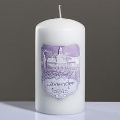 Свеча - цилиндр ароматическая Лавандовое поле, 8×15 см, белая Trend Decor Candle