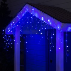 Гирлянда Бахрома 3×0.6 м, IP44, УМС, прозрачная нить, 160 LED, свечение синее 220 В Luazon Lighting