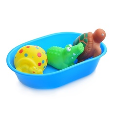Tongde 3 игрушки-пищалки, ванночка, в пакете