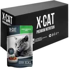Влажный корм для кошек X-Cat XXL с уткой в яблоках, 12шт по 85г