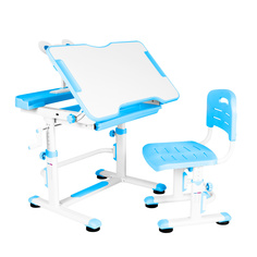 Комплект Anatomica Litra детская парта, стул, выдвижной ящик и подставка белый/голубой