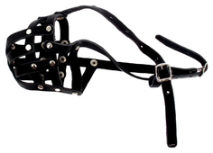 Намордник Пижон, кожаный сетчатый №1, малый боксер, длина по носу 7 см, обхват 23 см