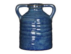 Ваза СТЭФИ с ручками, керамика, голубая, 17х15 см, Edelman