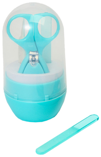 Набор маникюрный детский: ножницы, щипчики, пилочка, пинцет, цвет бирюзовый Крошка Я