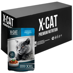 Влажный корм для кошек X-Cat XXL ассорти из морепродуктов, 12шт по 85г