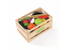 Набор фруктов и овощей Janod с дуршлагом и деревянным ножом в ящике J06607