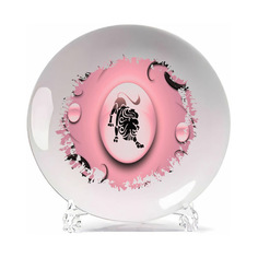 Тарелка CoolPodarok Знаки Зодиака Лев Розовый фон