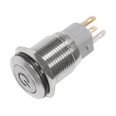 Кнопка Rexant (ON)-OFF POWER d16, 250В (5с) красная подсветка, б/ф (36-3243)