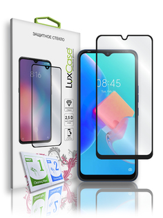 Защитное стекло LuxCase для Tecno Spark Go (2022), 2.5D полноклеевое, черная рамка, 78610