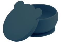 Силиконовая глубокая миска с присоской и крышкой Minikoioi Bowly - Deep Blue Темно-синий
